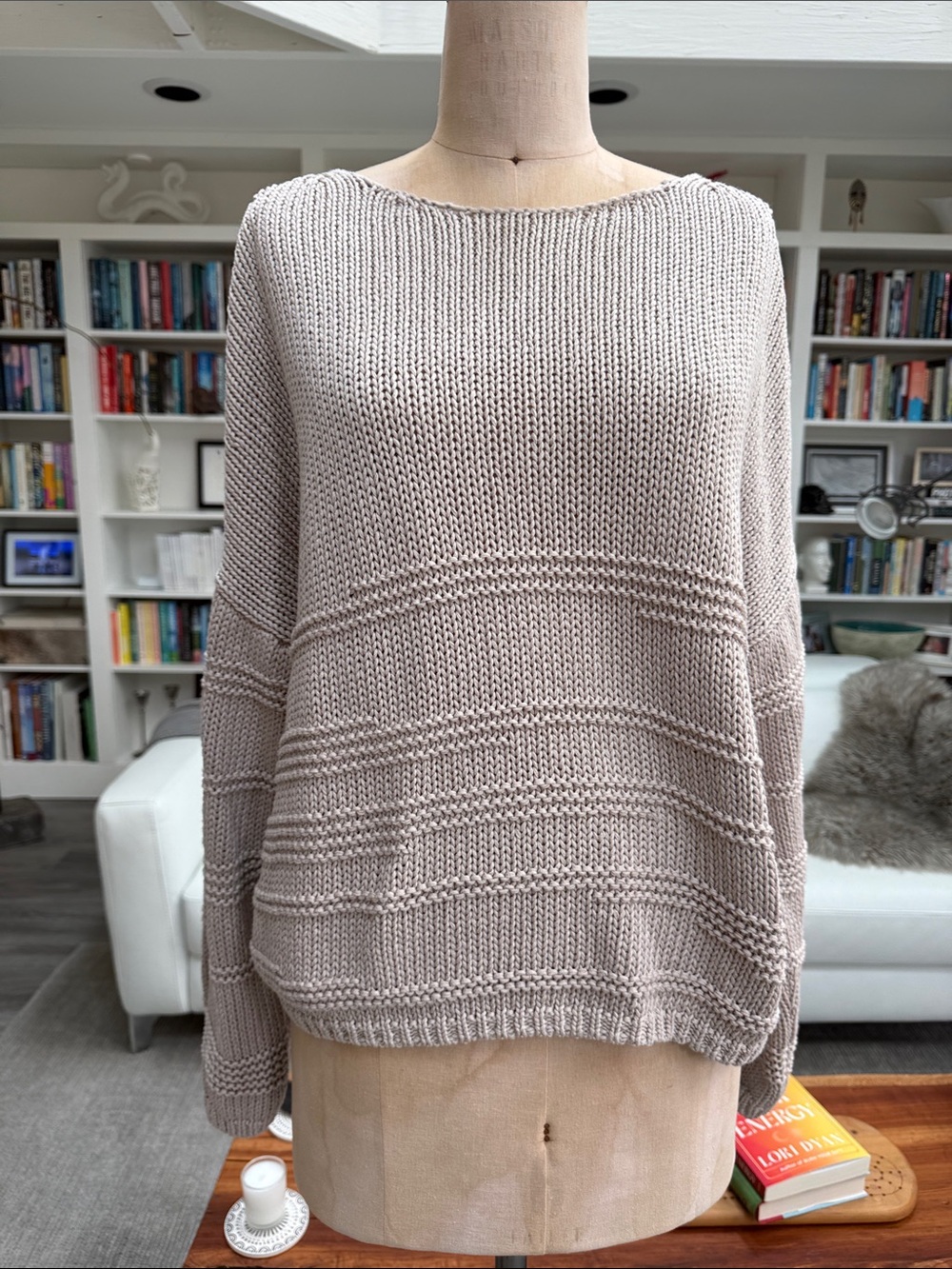 The White Company Boat Neck Cotton Knit Sweater - Light Taupe